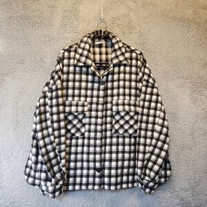 Arula Button Down‎ Shirt Womens Size A (1X) Plaid Jacket Black White Pockets